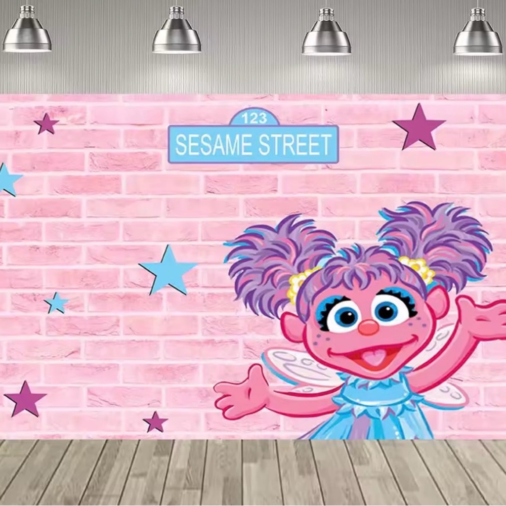 Sesame Street Abby Cadabby Pink and Blue Backdrop 120x90cm